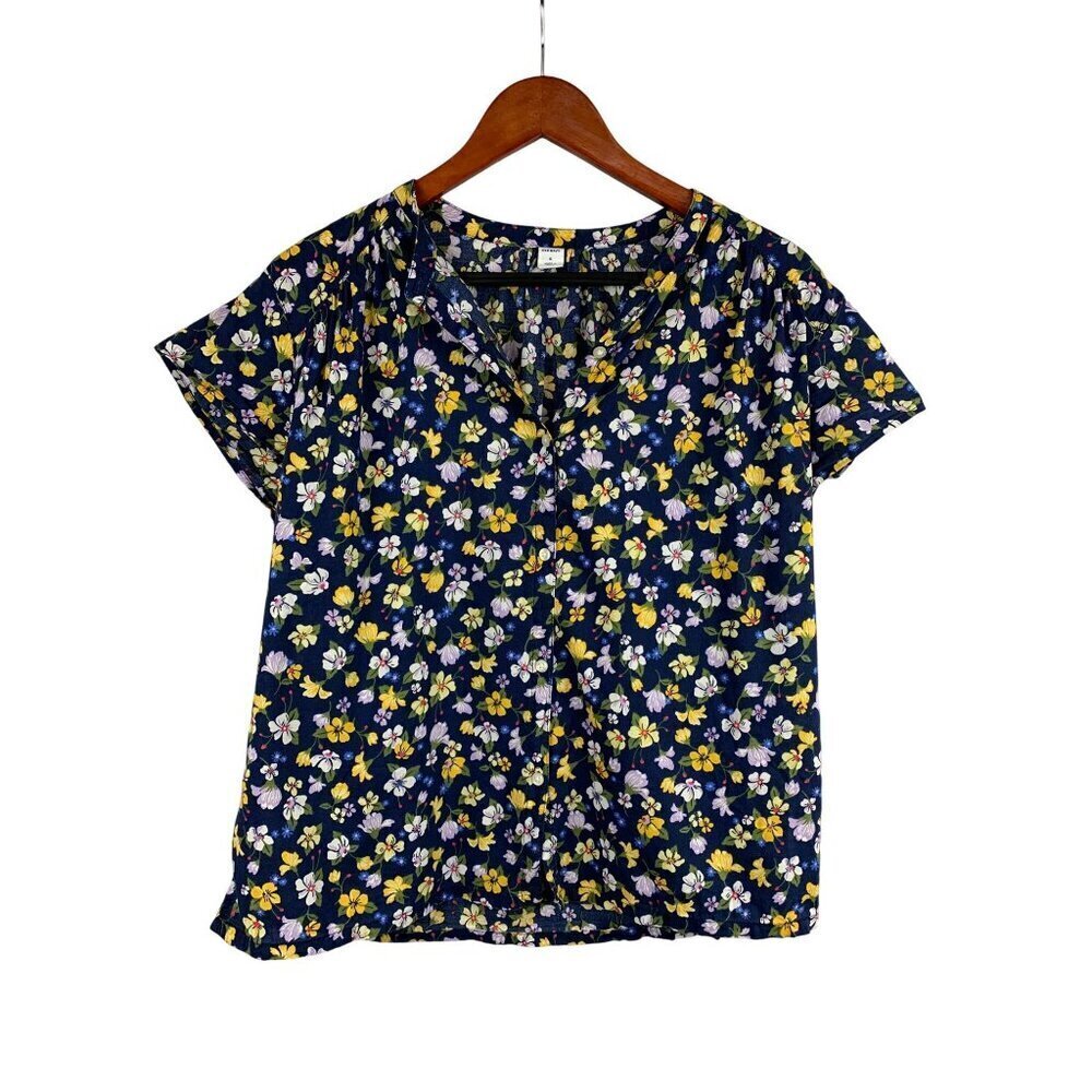 Old Navy Womens Floral Print Blouse S Cotton & Modal Blend
